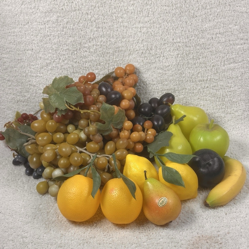 Marco Vintage Artificial Fruit Set Realistic Grapes Pears Oranges Made Hong Kong